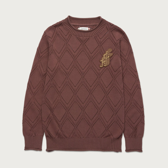 Diamond Knit Sweater - Brown