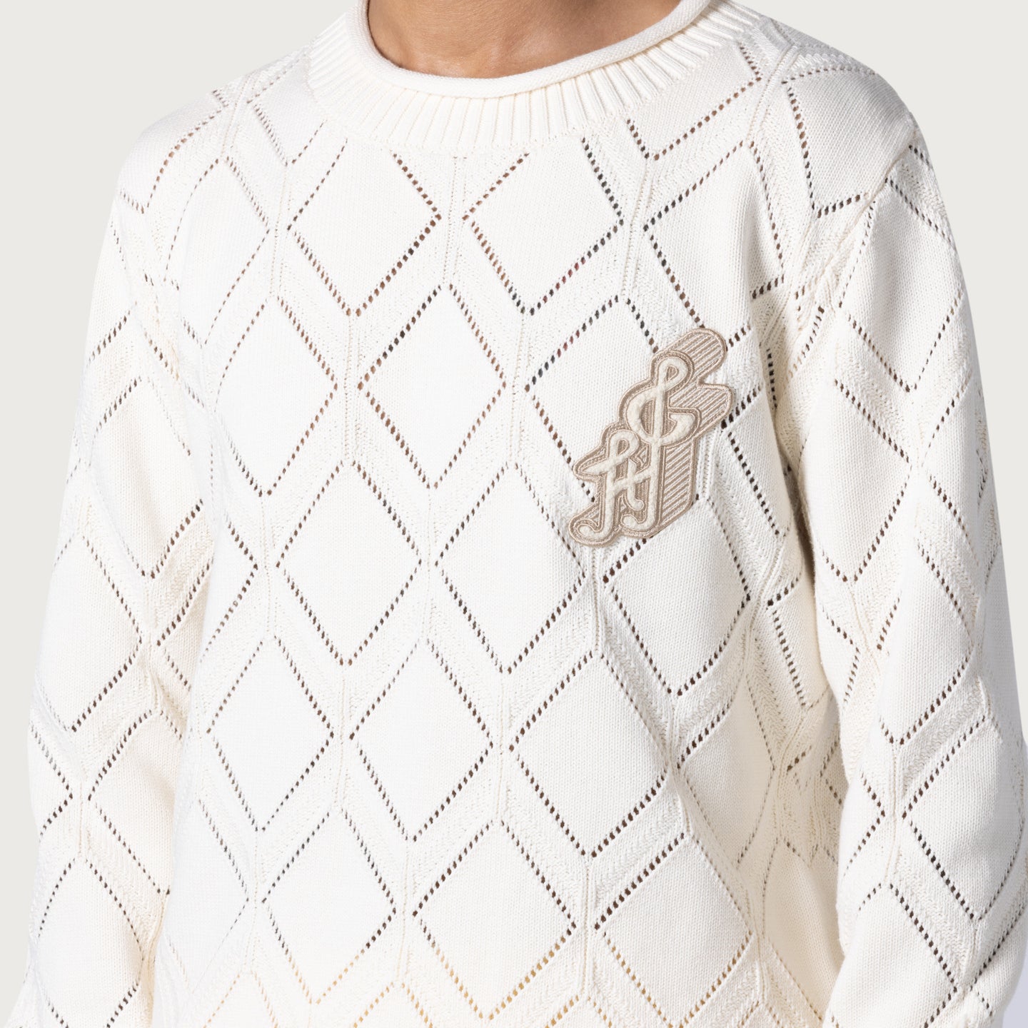 Diamond Knit Sweater - Cream