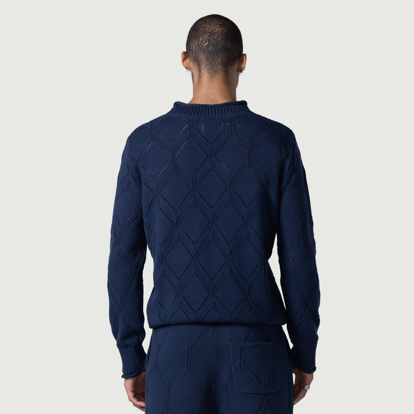 Diamond Knit Sweater - Navy