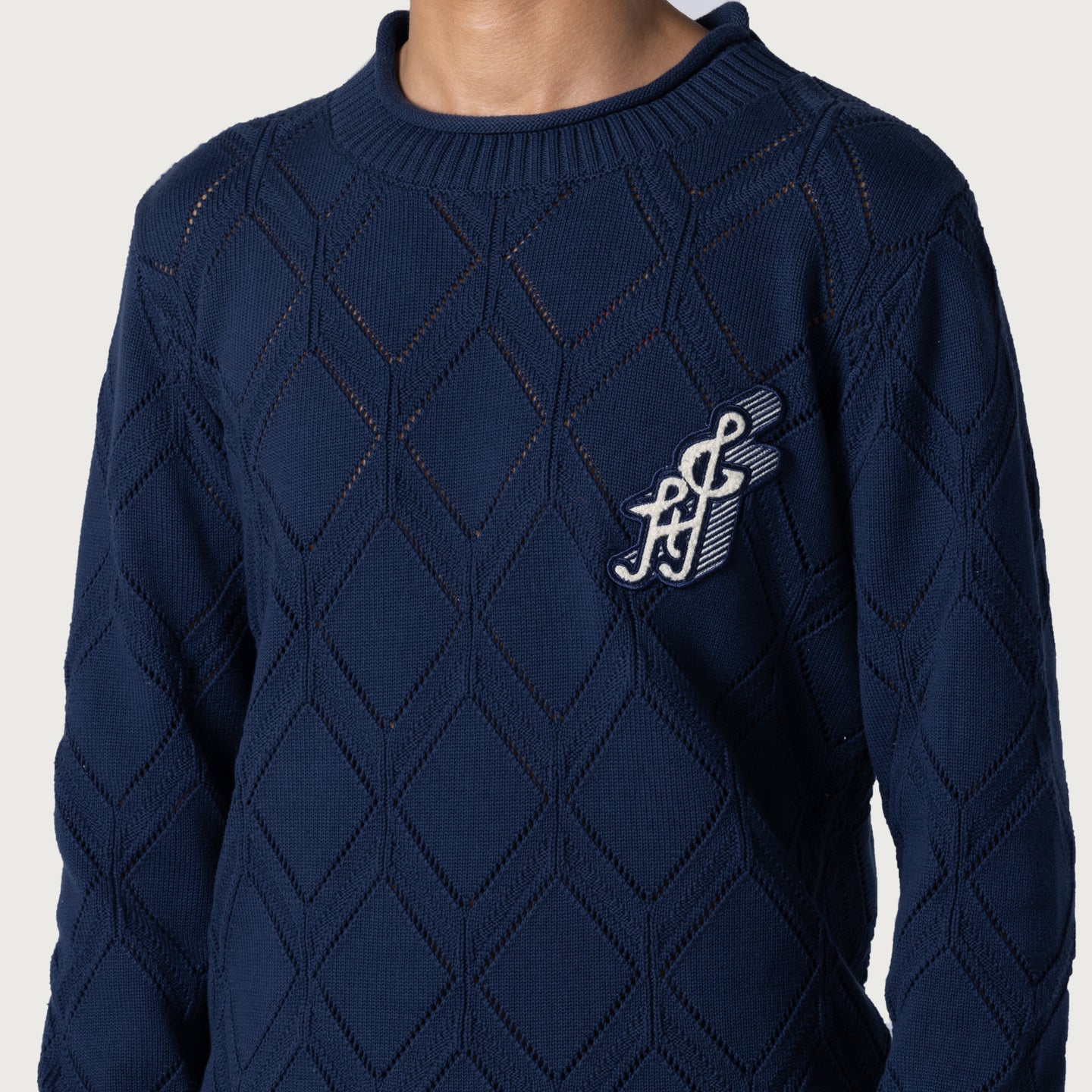 Diamond Knit Sweater - Navy