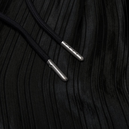 Loose Satin Stripe Wide Leg - Black