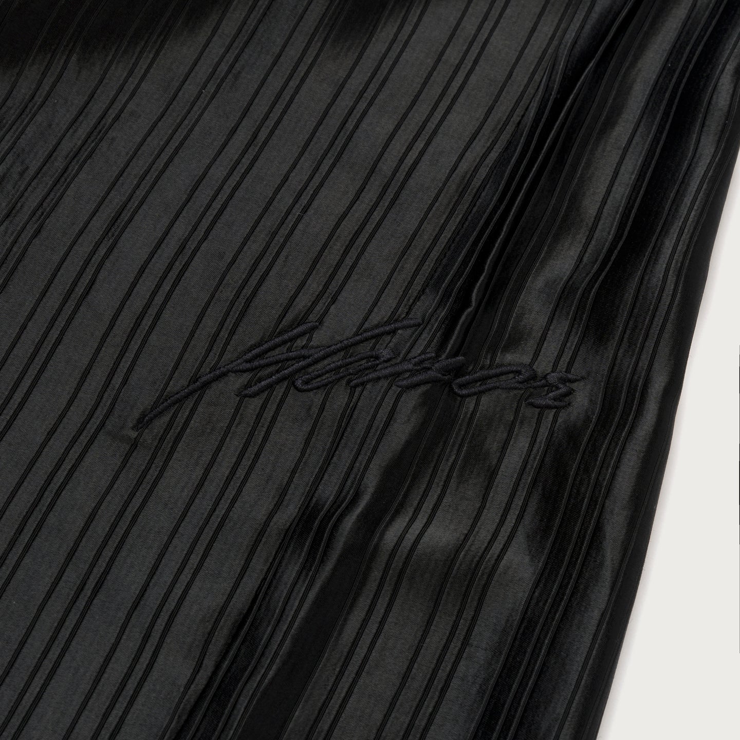 Loose Satin Stripe Wide Leg - Black