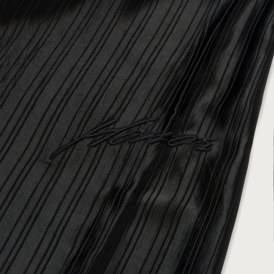Loose Satin Stripe Wide Leg - Black