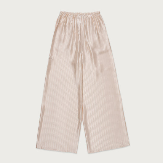 Loose Satin Stripe Wide Leg - Cream