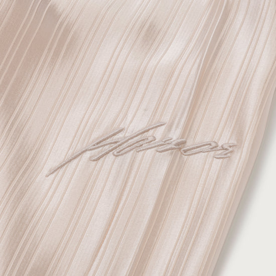 Loose Satin Stripe Wide Leg - Cream