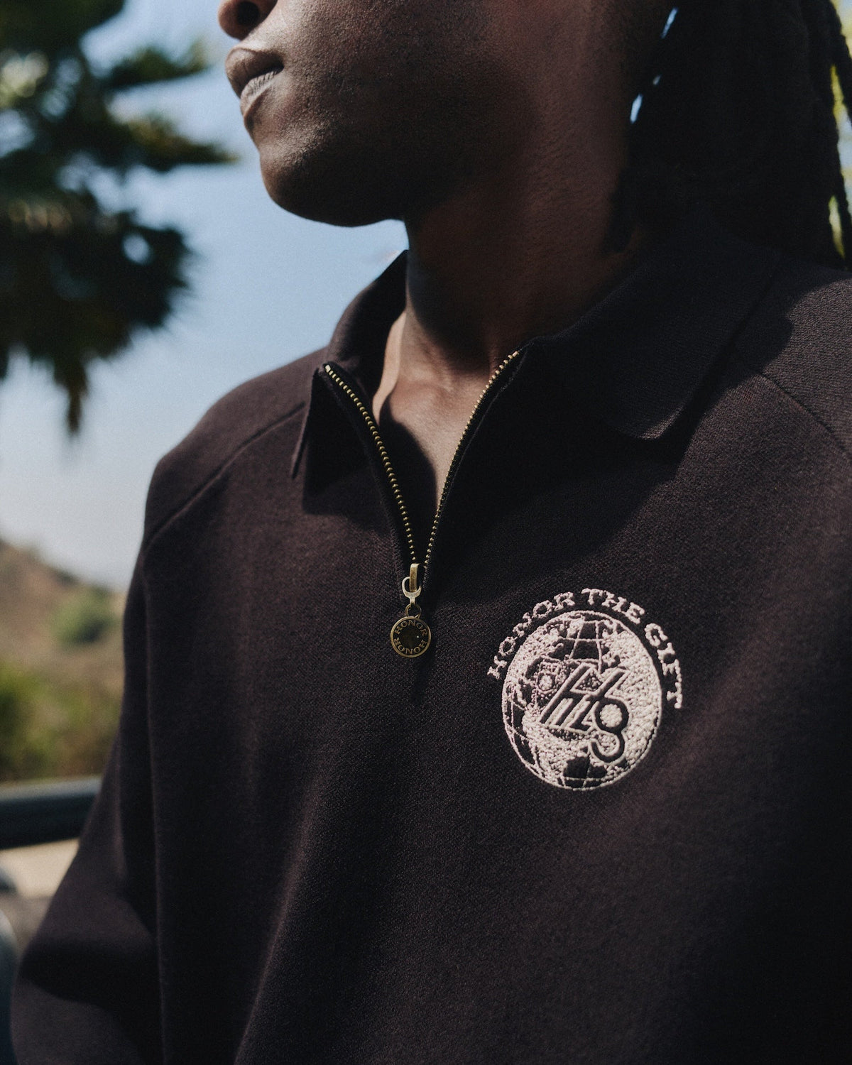 Knitted Zip L/S Polo - Black
