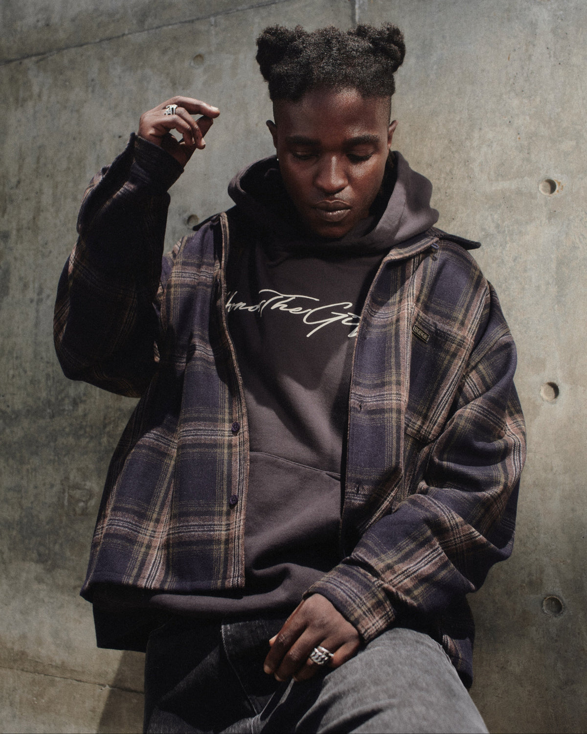 Plaid Flannel Overshirt - Navy