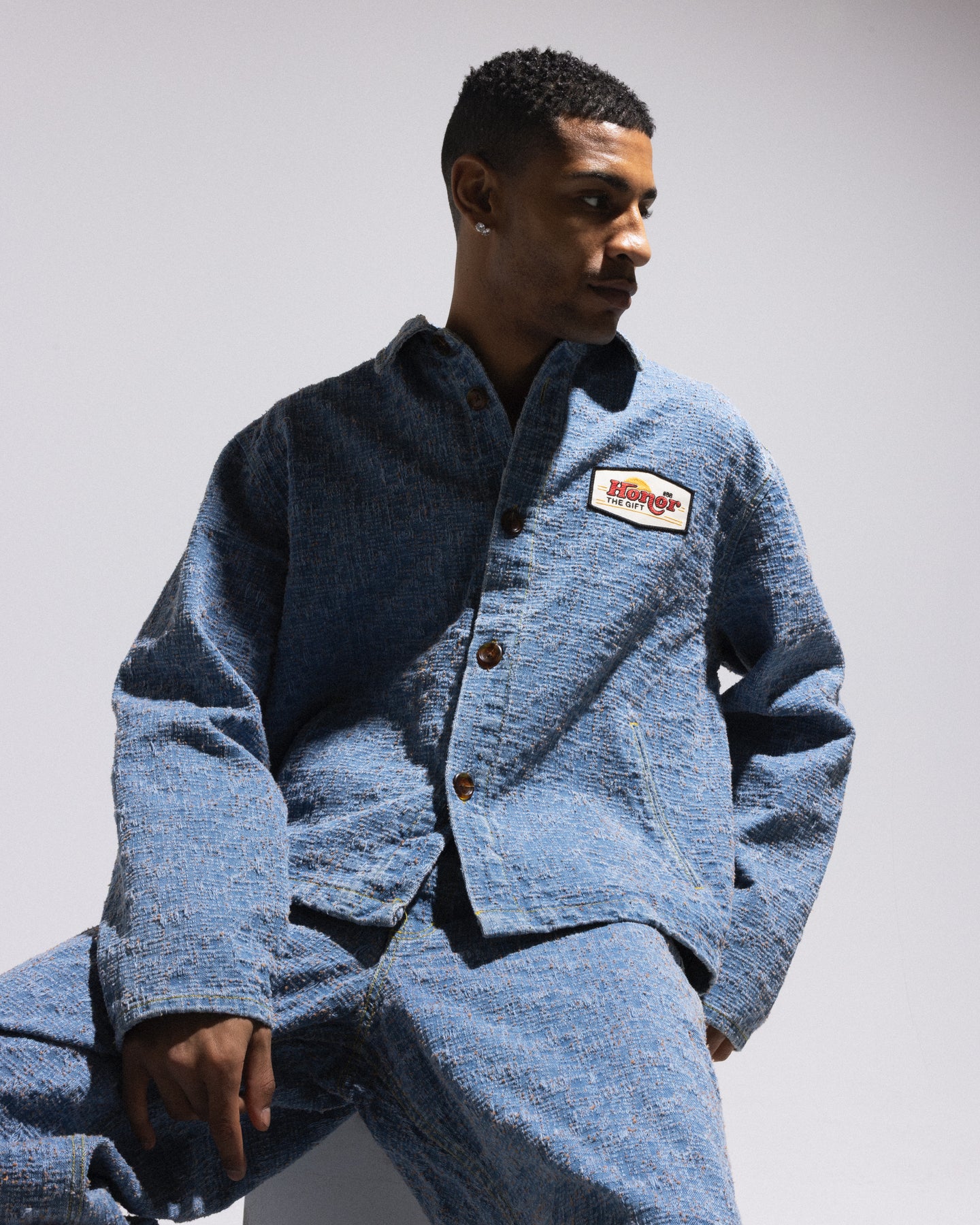 Washed Nep Yarn Denim Cover Shirt - Indigo