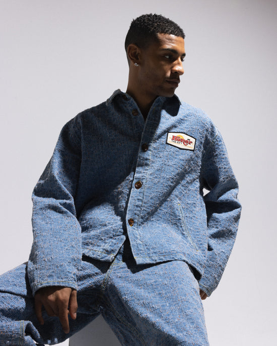 Washed Nep Yarn Denim Cover Shirt - Indigo