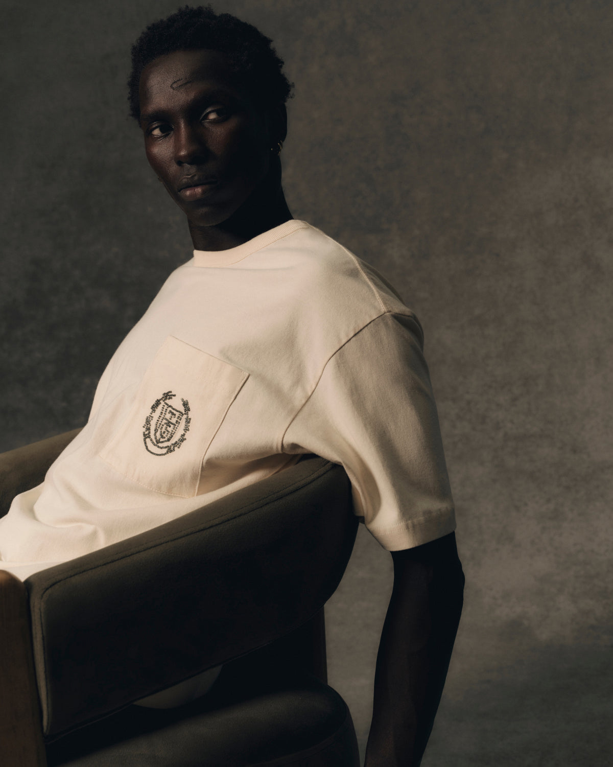 Beaded Pocket Tee - Bone