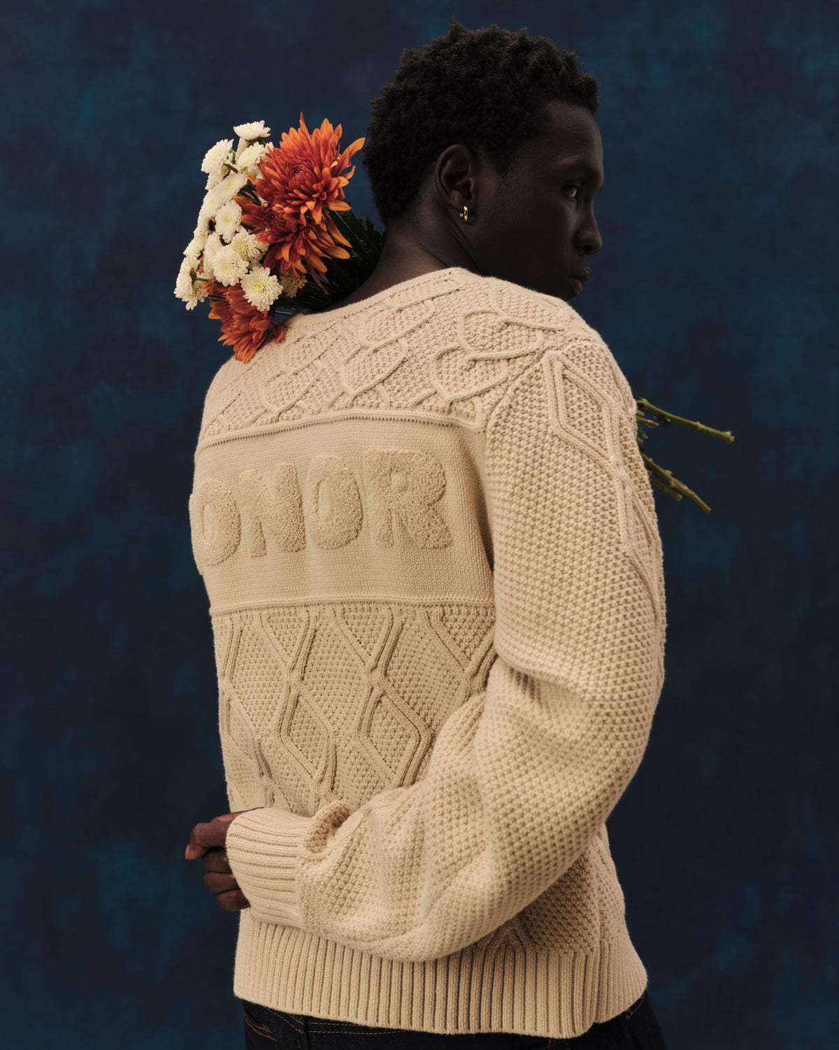 Cable Knit Crewneck Sweater - Bone