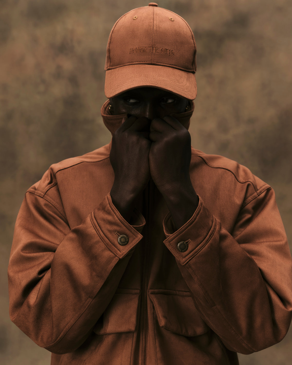 Suede Strapback Hat - Brown