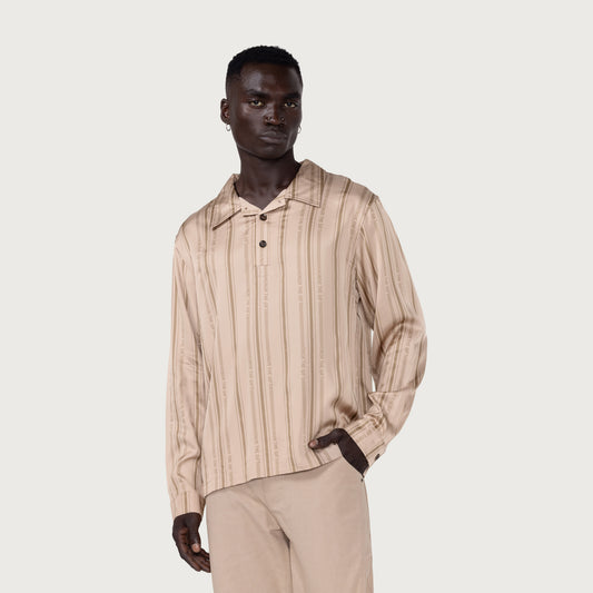 Honor Stripe L/S Henley - Tan
