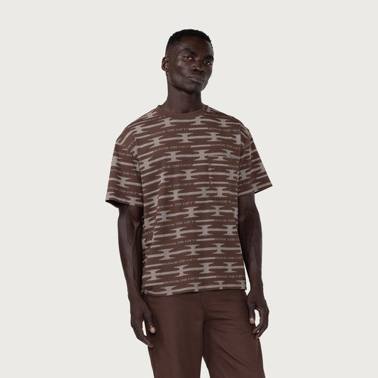 H Wire Knit T-Shirt - Brown