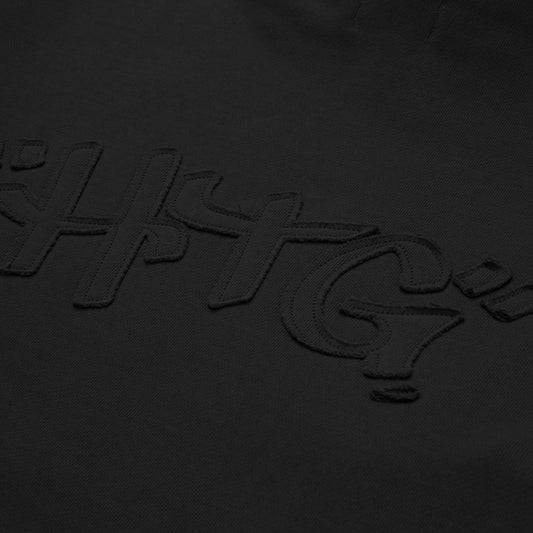 Script Embroidered Hoodie - Black