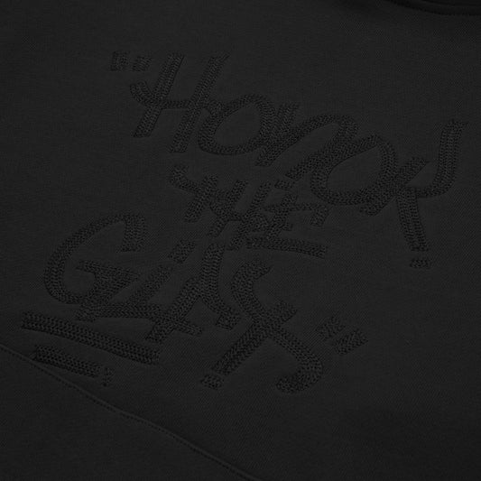 Script Embroidered Hoodie - Black