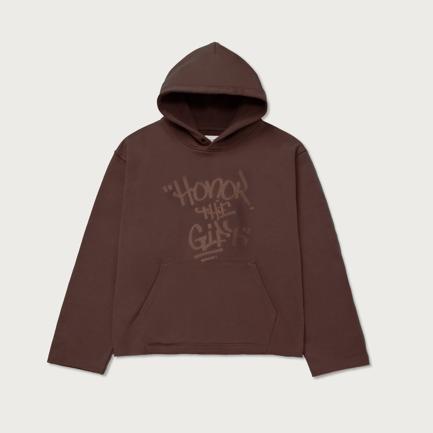 Script Embroidered Hoodie - Brown