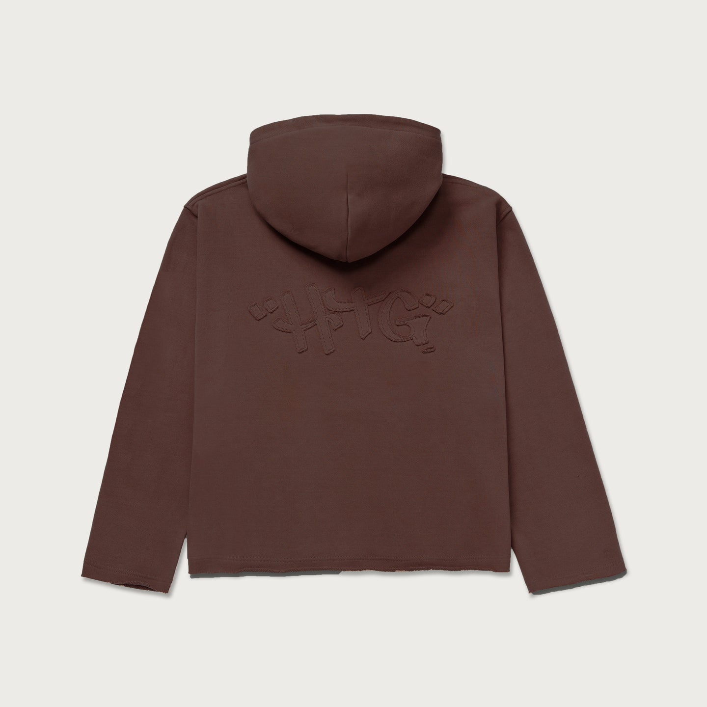 Script Embroidered Hoodie - Brown