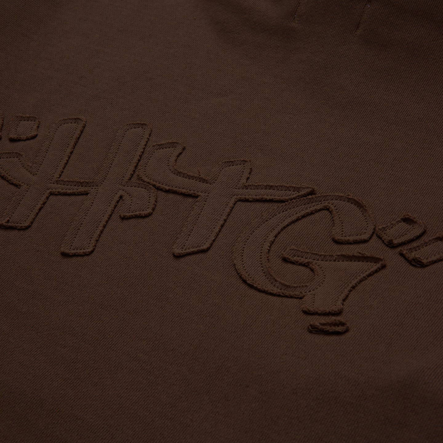 Script Embroidered Hoodie - Brown