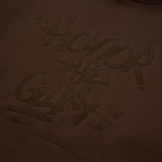 Script Embroidered Hoodie - Brown