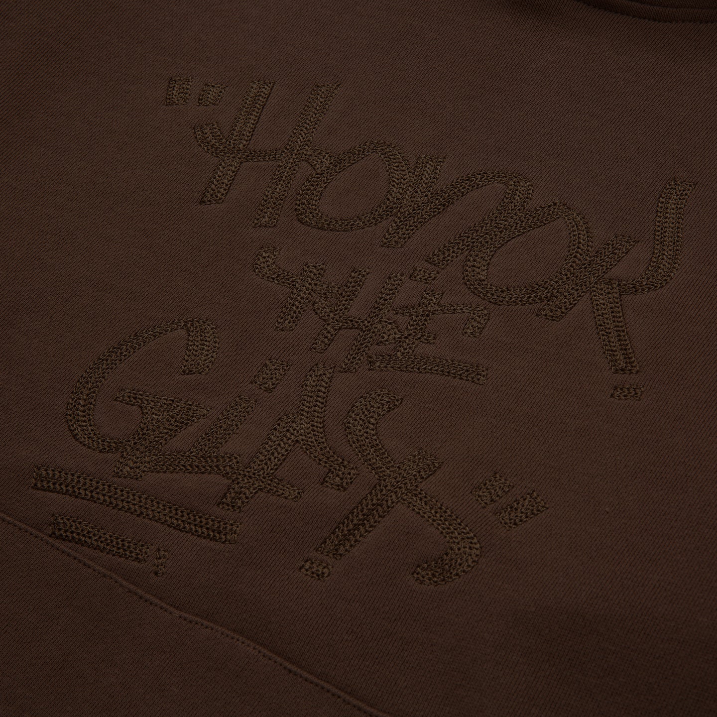 Script Embroidered Hoodie - Brown