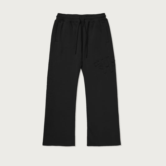 Script Embroidered Sweats - Black