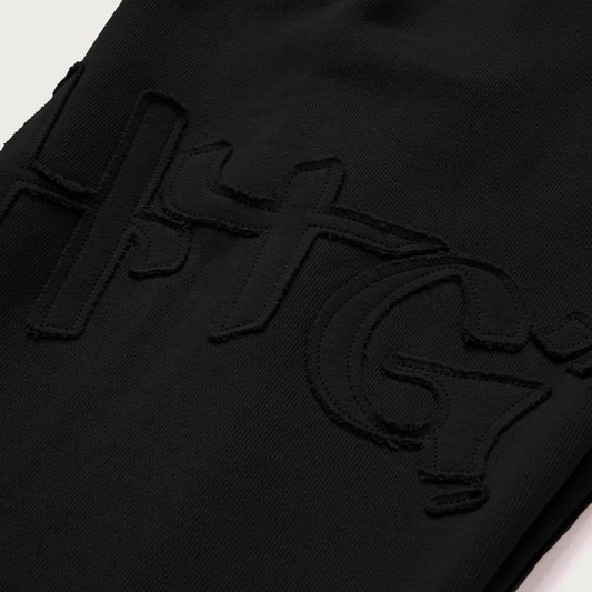 Script Embroidered Sweats - Black