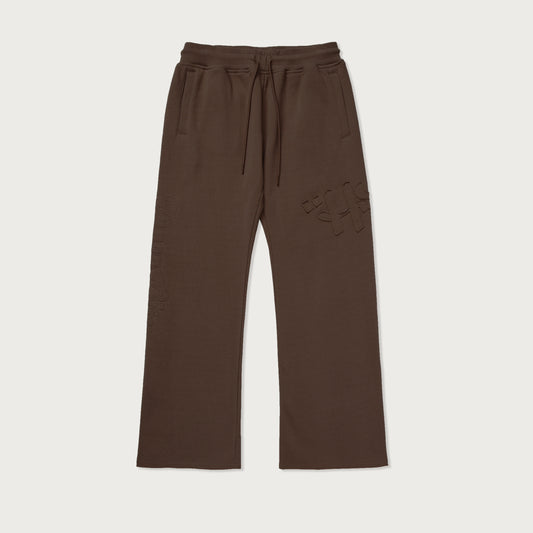 Script Embroidered Sweats - Brown