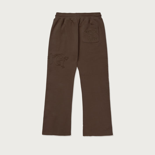 Script Embroidered Sweats - Brown