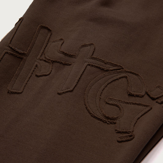Script Embroidered Sweats - Brown