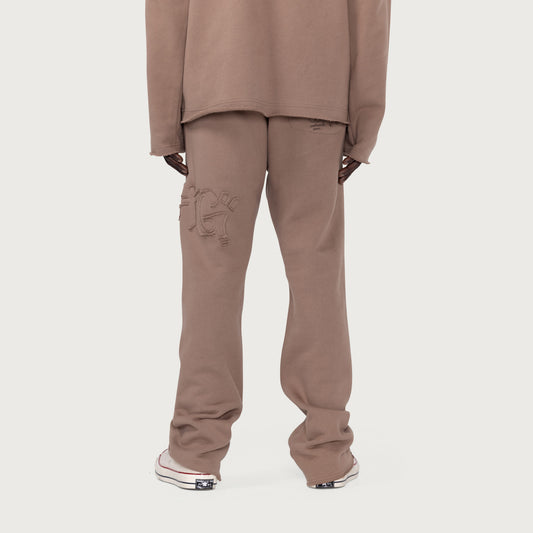 Script Embroidered Sweats - Lt. Brown