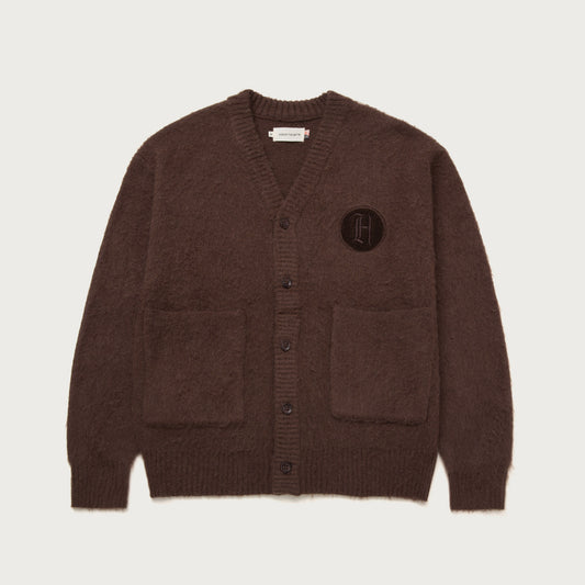 Stamped Patch Cardigan - Brown