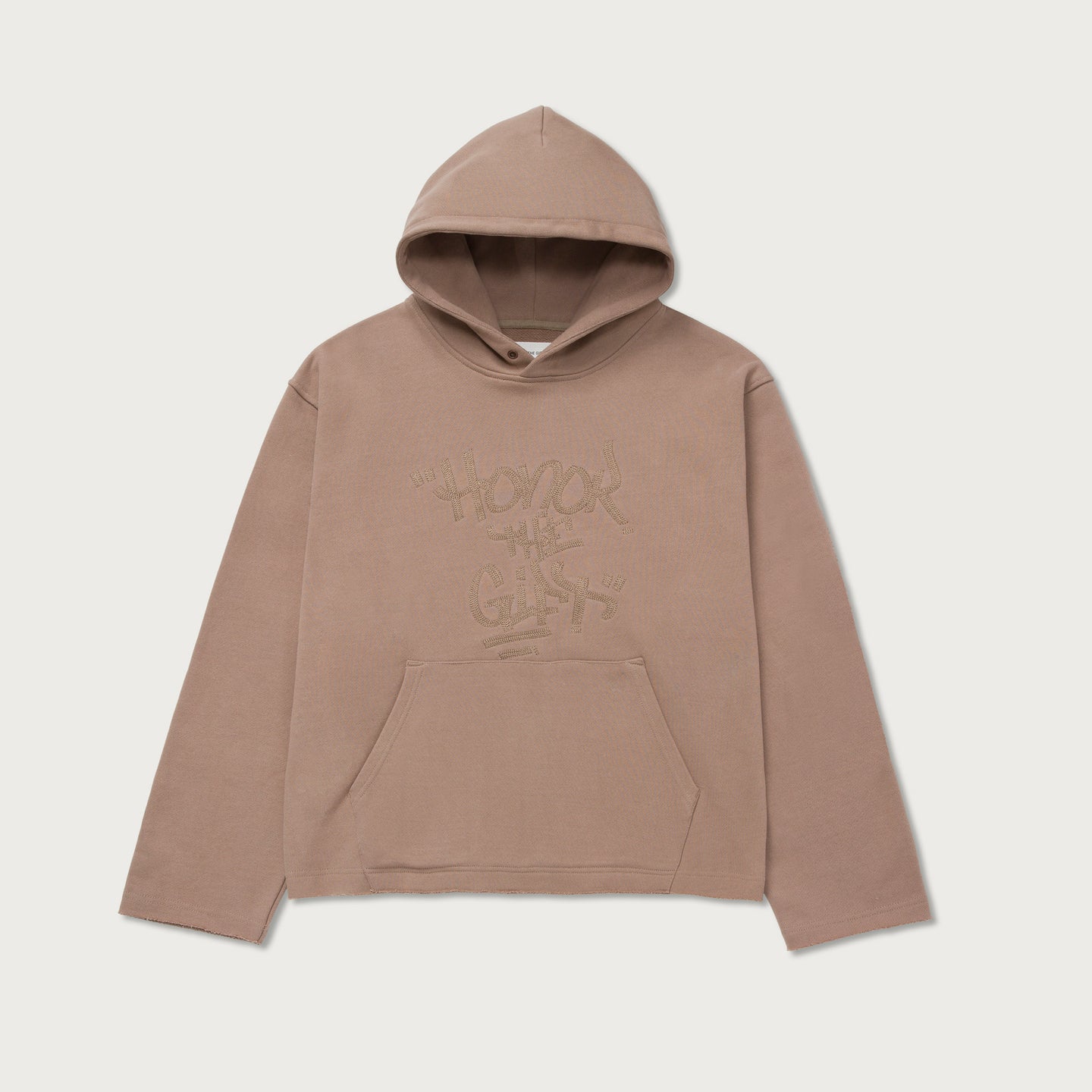 Script Embroidered Hoodie - Lt. Brown