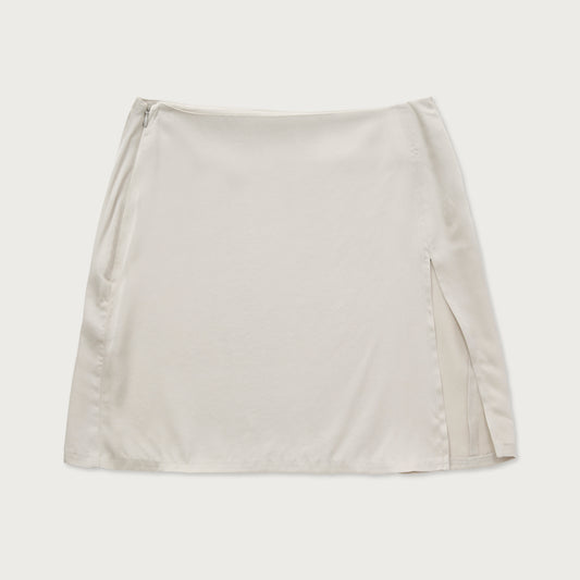 Womens Satin Skirt - Cream