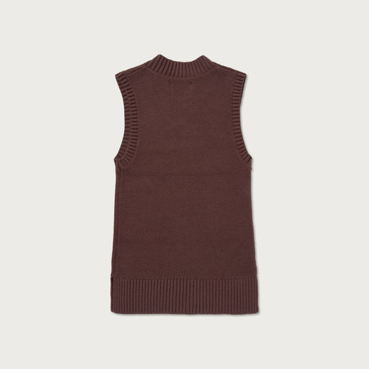 Kids Girls Sleeveless Sweater Dress - Brown