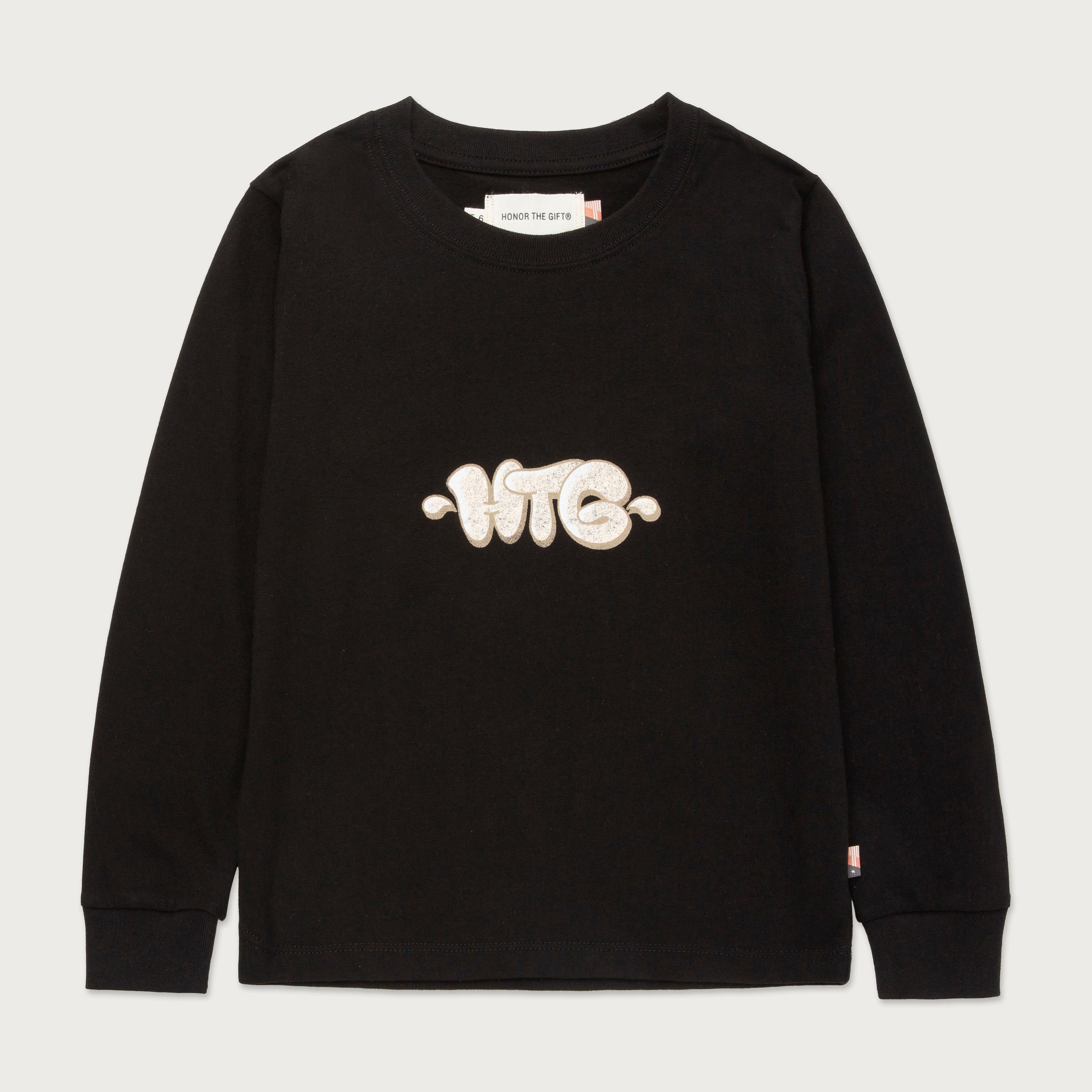 Kids Script L/S T-Shirt - Black