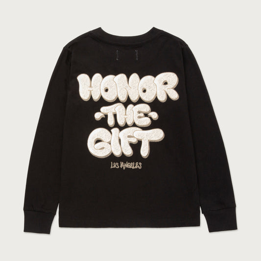 Kids Script L/S T-Shirt - Black