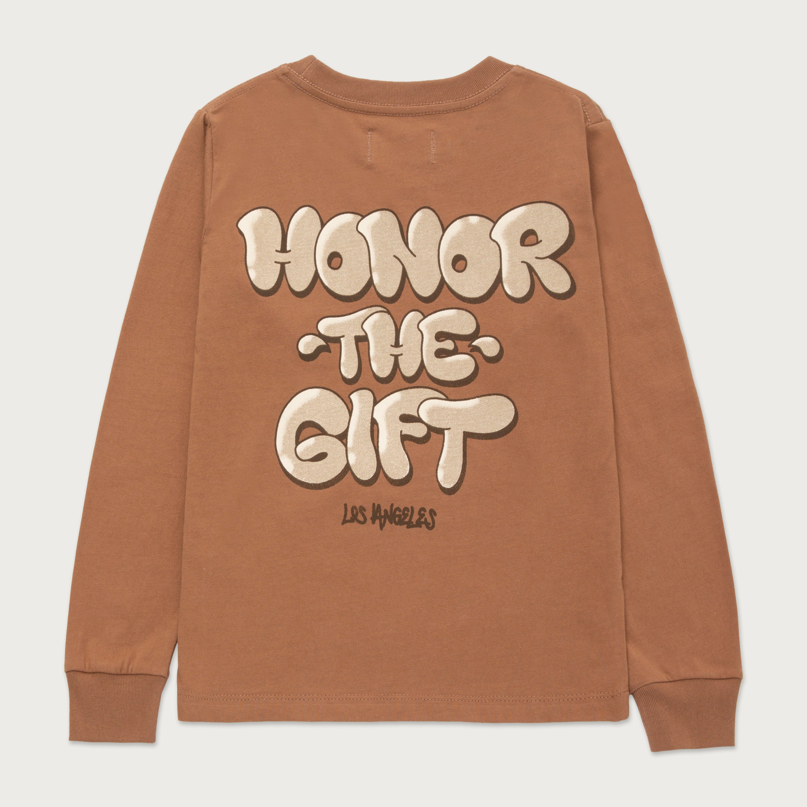 Kids Script L/S T-Shirt - Brown