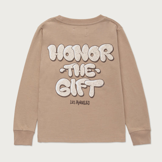 Kids Script L/S T-Shirt - Clay