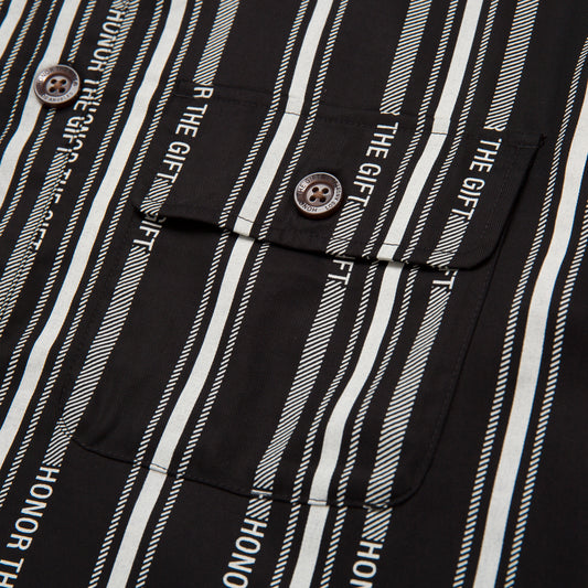Honor Stripe Button Up - Black