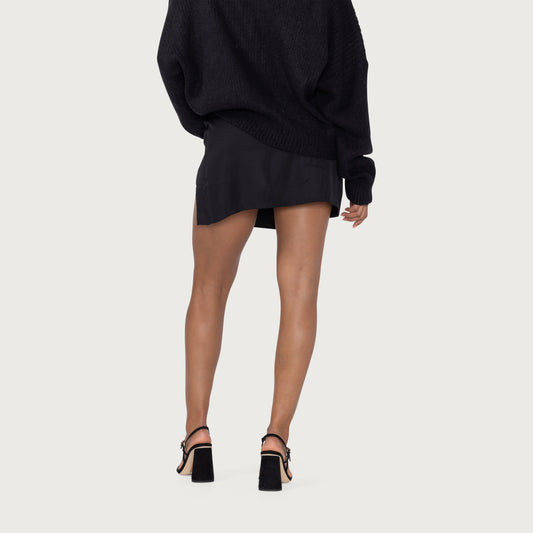 Womens Satin Skirt - Black