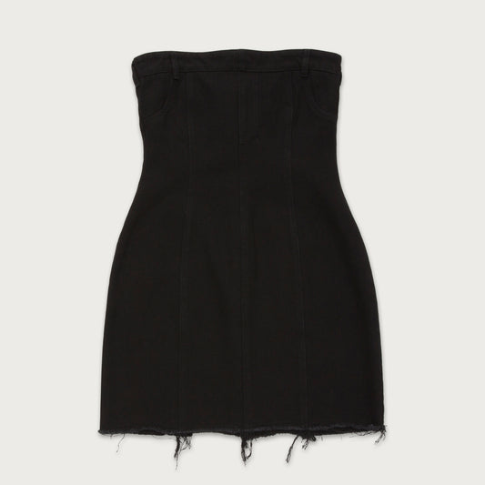 Womens Denim Tube Dress - Washed Black