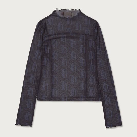 Womens L/S Mesh Top - Black