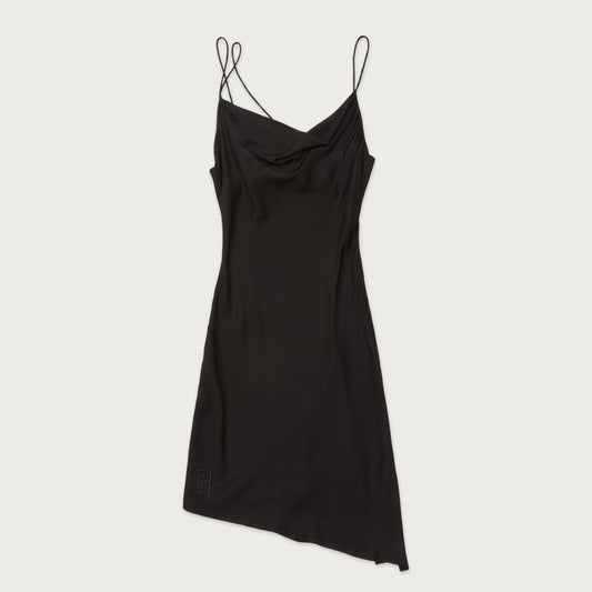 Womens Silk Slip Dress - Black