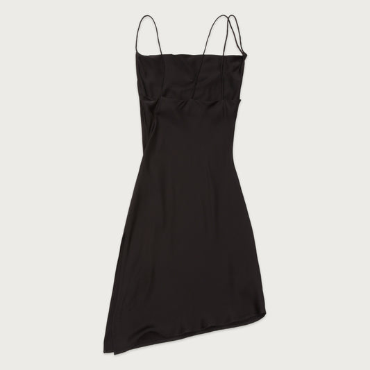 Womens Silk Slip Dress - Black