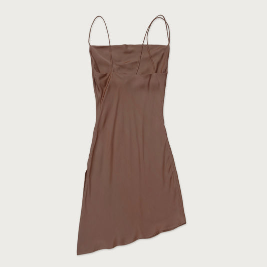 Womens Silk Slip Dress - Brown