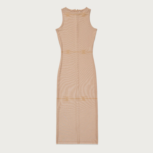 Womens Sleeveless Mesh Dress - Clay