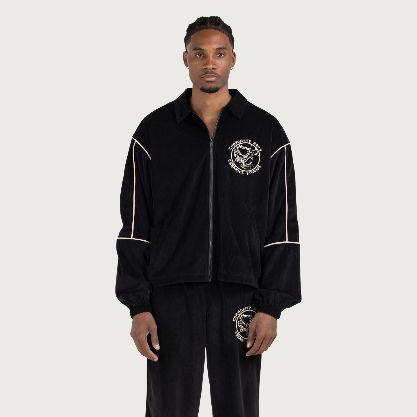 Piping Track Jacket - Black