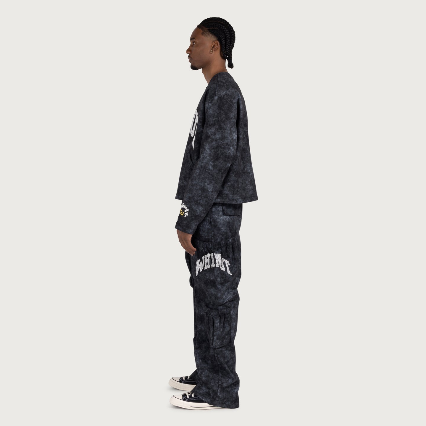 Twill Cargo Wide Leg - Black