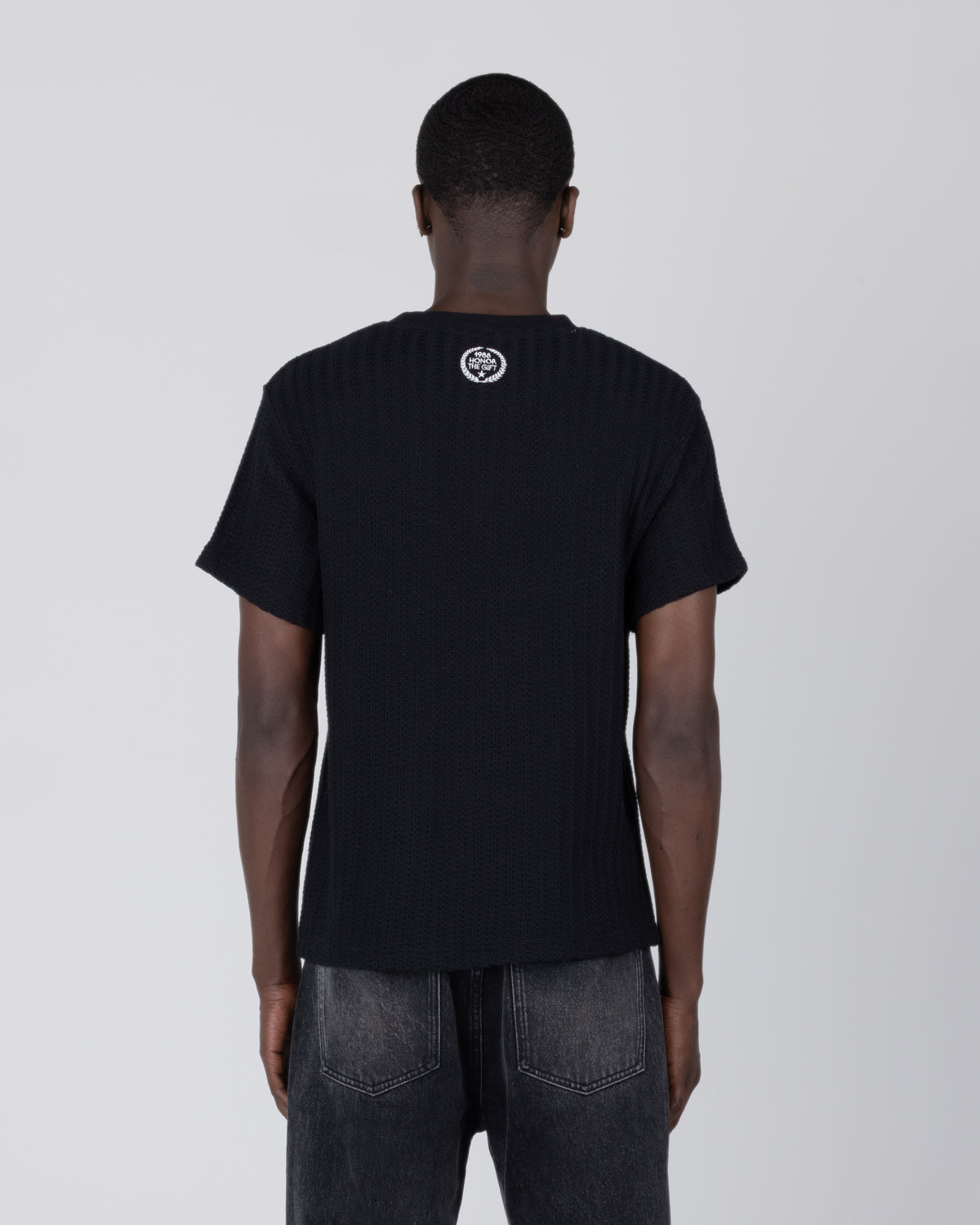 Cable Knit Tee - Black